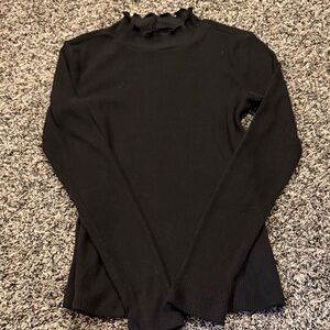 Maurices Black Scalloped Long Sleeve Top